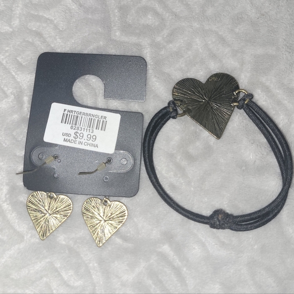 New! BODY RAGE Steampunk Heart Earrings & Bracelet Set - Picture 6 of 6